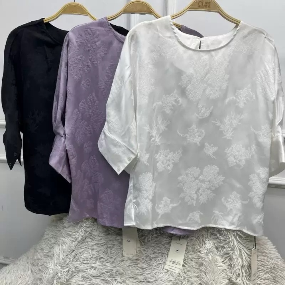 Chic Women's Floral Blouses - Black, Lavender, White